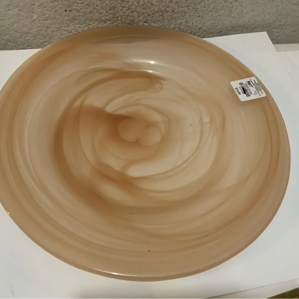 Pier 1 Imports Alabaster Peach Swirl Glass Charges Plates 12.75
